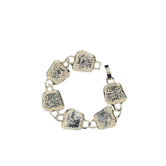 Chunky Gold Tone, Faux Pearl, Rhinestones & Cabochons Link Bracelet (5395) - Picture 5 of 5